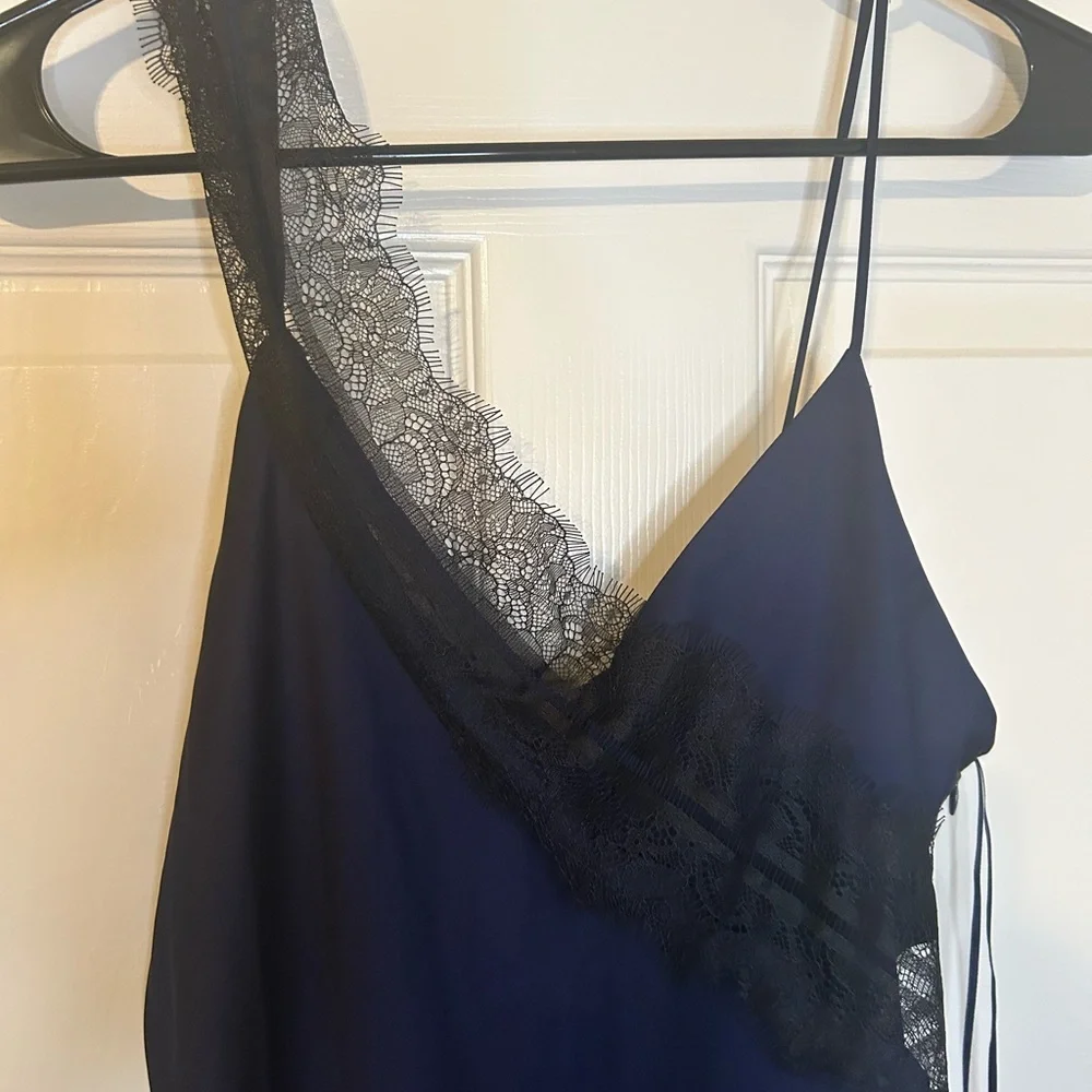 House of Harlow 1960 Dark blue Asymmetrical Sheath Dress Spaghetti Strap - Picture 4 of 9